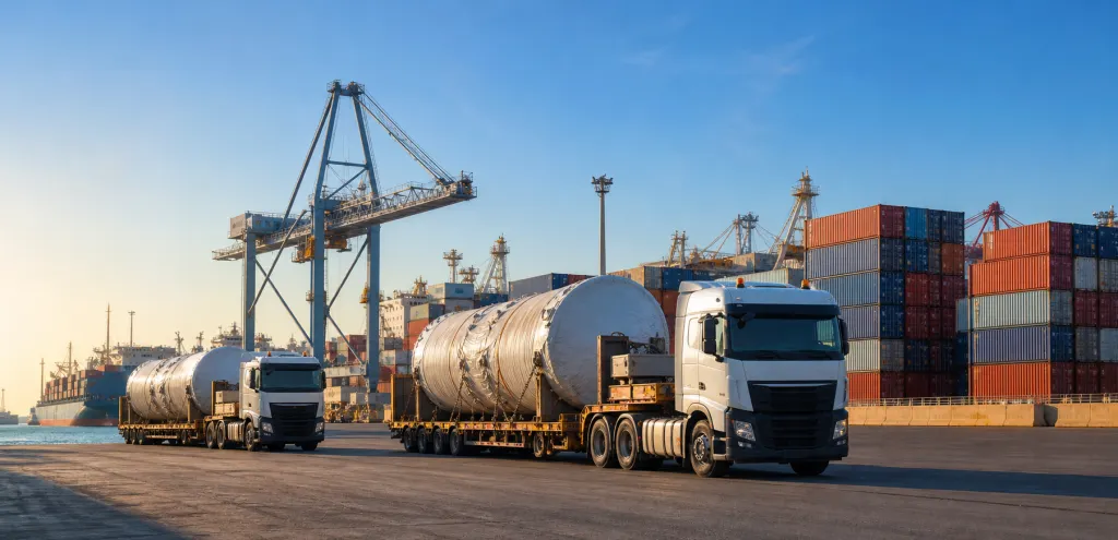 Truck supporting an industrial project